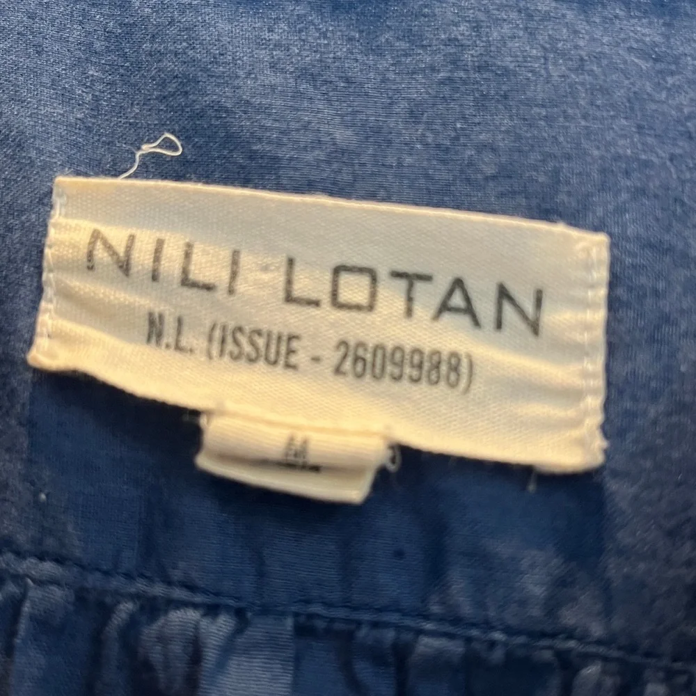 Nili Lotan Blanche Daniel Voile Gauzy Cotton Navy Blue Pleat Tunic Dress Medium_4